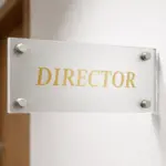 Frosted Acrylic Office Name Plate with Stainless Steel Studs
