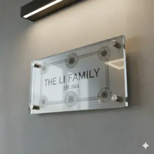 SS Metal & Acrylic Name Plate with Stainless Steel Studs