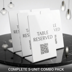 Premium Acrylic L-Shape QR Code & Sign Stand | Pristine White Finish