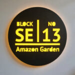 Divy Avatar India Circular Round LED Name Plate – Modern Apartment Address Board with Warm Backlighting