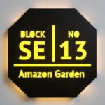 Royal Octagonal LED Name Plate – Golden 3D Embossed Backlit Acrylic Signage 12X18 inch