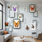 Modern 3D Floating Butterfly Gallery Mural - Creative Geometric Frames Wall Decor for Kids Room and Offices