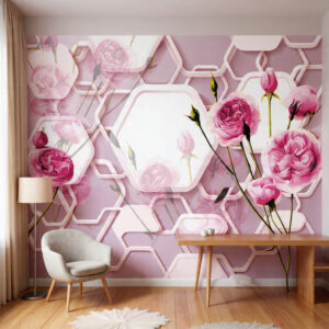 contemporary-3d-pink-rose-geometric-hexagon-lattice-wallpaper-soft-blush-abstract-mural-for-modern-homes