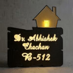 Divy Avatar India Modern House Silhouette LED Name Plate – 3D Acrylic Backlit Address Plate for Villas